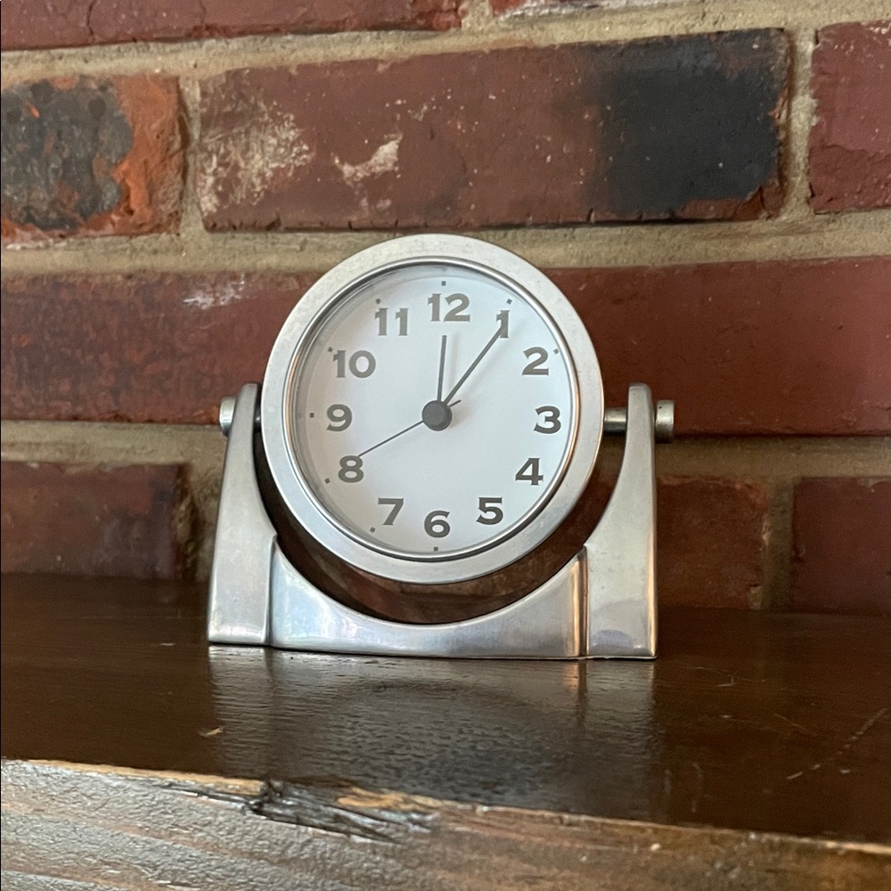 Pottery Barn Silver Mantel Clock